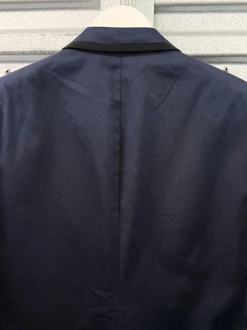 LANVIN Dark Blue Black Grosgrain Trim Blazer Jacket ALBER ELBAZ ERA